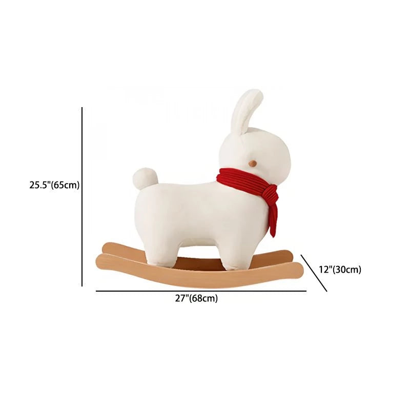 Baby Rocking Horse Wooden, Plush Stuffed Rocking Animals , Kid Ride on Toys for 1-3 Years Old, Rabbit Rocking Horse for Girl&Boy, Toddler/Infant Rocker for Nursery, Kid Riding Toys
