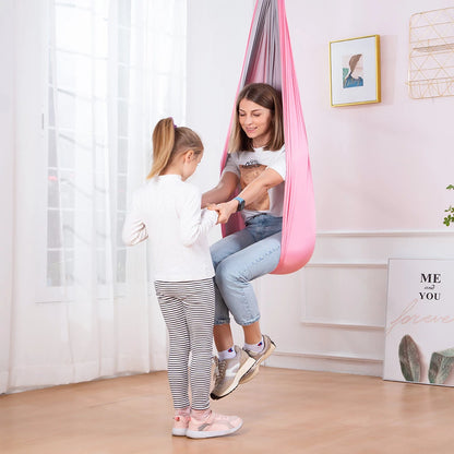 Sensory Joy Swing For Kids Indoor,Therapy Swing With 2 Layers Of Strong Stretch Fabric 360° Swivel Hanger
