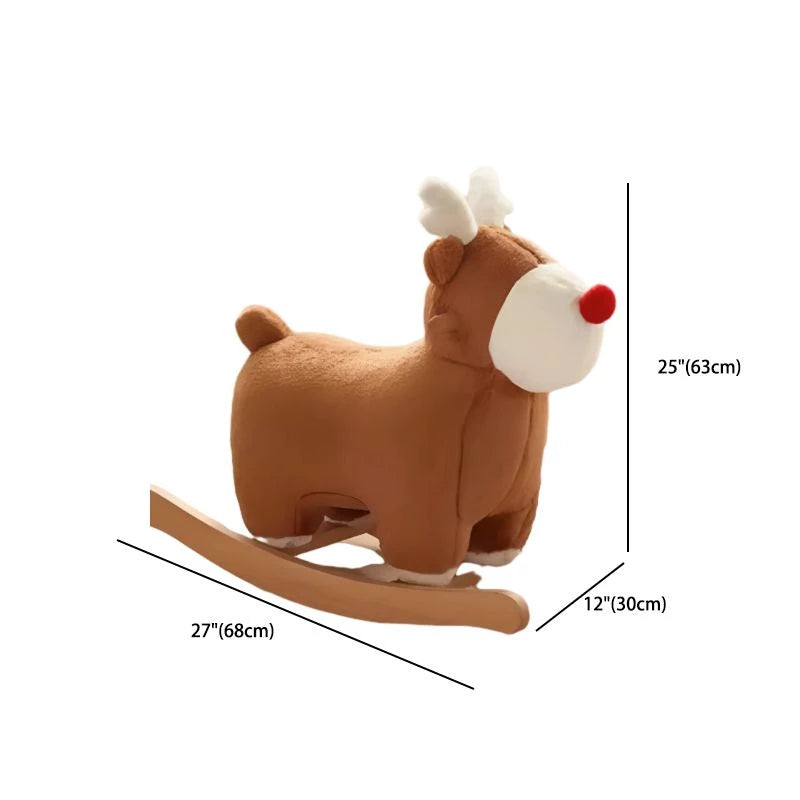 Baby Rocking Horse Wooden, Plush Stuffed Rocking Animals , Kid Ride on Toys for 1-3 Years Old, Rabbit Rocking Horse for Girl&Boy, Toddler/Infant Rocker for Nursery, Kid Riding Toys