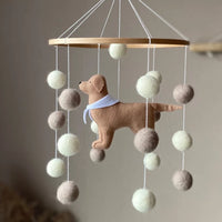 Dog mobile for nursery, golden retriever dog baby mobile Labrador , gender neutral mobile, Puppy cot mobile felt, Felt ball mobile crib
