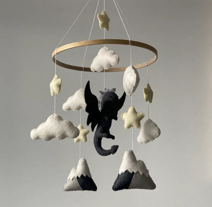 Dragon mobile Baby mobileCloud mobile nursery Felt Baby mobile Girl/ star mobile baby boy Crib mobile woodland mobile fairy mobile