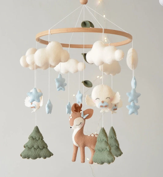 Deer baby mobile boy Baby shower gift Woodland baby mobile