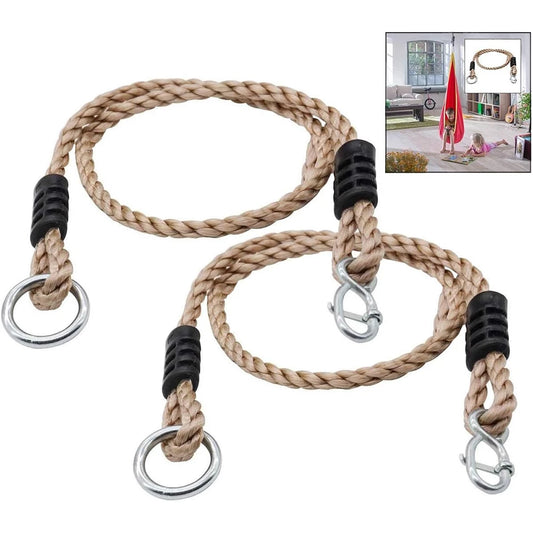 2-Pack Outdoor Swing Rope - Heavy Duty Adjustable Nylon, Supports up to 100kg, Ideal for Hammock Chairs & Patio Swings - Durable Metal Attachments, Outdoor-Ready