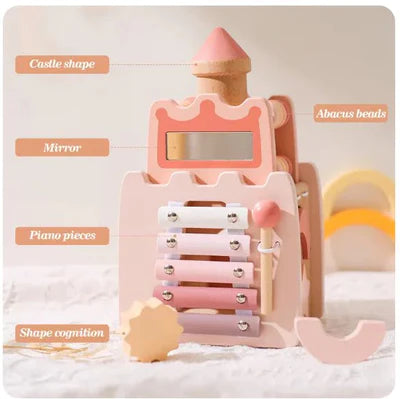 Montessori Wooden Castle Pink House Blocks