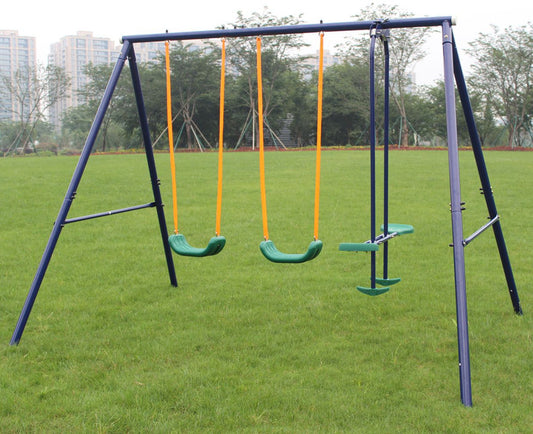 2 in 1 Swing Set With Belt Swing, Glider for Backyard