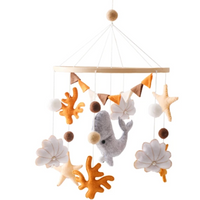 Blue & Orange Whale, Handmade Baby Mobile Wooden Bed Bell