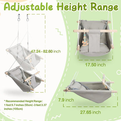 Canvas Hammock Baby Swing for Baby to Toddler,Wooden Toy,Infant Swing Indoor Gary