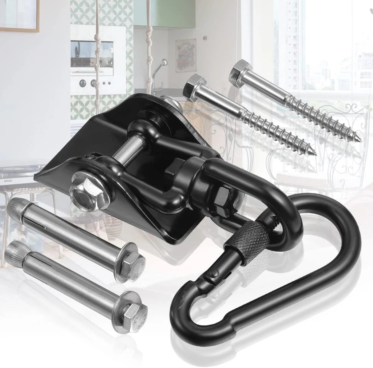 Hammock Hanging Kit, 1000 lb Capacity Heavy Duty 360° Rotate Swing Hangers Suspension Hooks for Swing, Chair, Yoga, Multiple Indoor Outdoor Gym