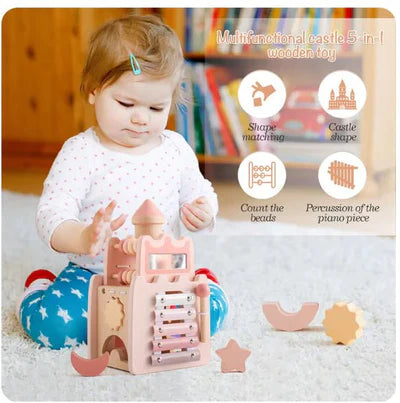 Montessori Wooden Castle Pink House Blocks