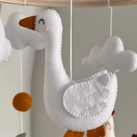 Farm animal baby crib mobile, baby mobile with farm animals goose cow horse chicken, neutral baby mobile, woodland nursery decor