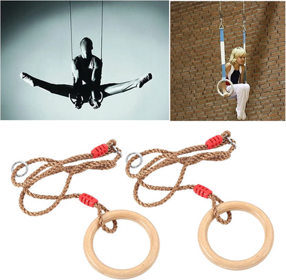 Wooden Gymnastics Swing, Wooden Swing Wooden with Rope with 2 X Wooden Swing