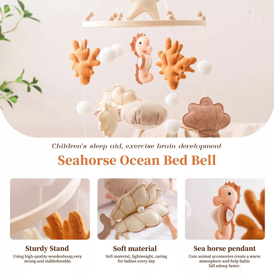 Ocean Nursery Mobile for Boys Girls Neutral Crib Mobile Seahorse Jellyfish Handmade Baby Mobile for Crib
