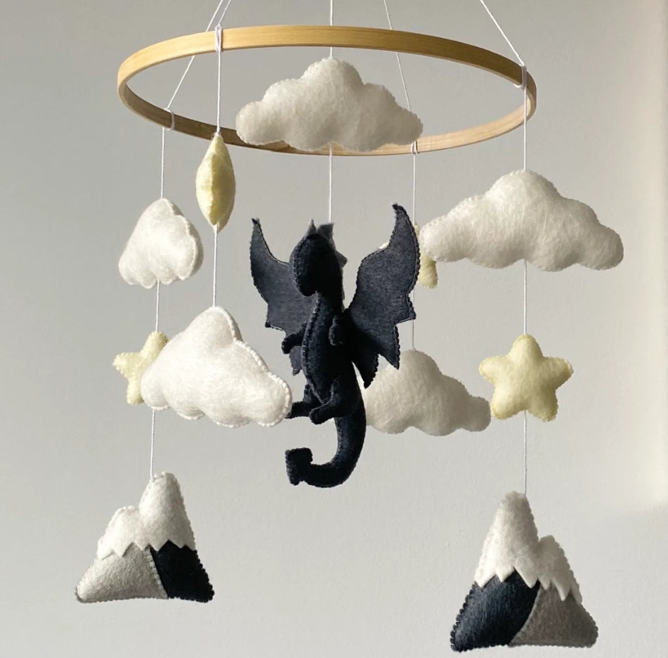 Dragon mobile Baby mobileCloud mobile nursery Felt Baby mobile Girl/ star mobile baby boy Crib mobile woodland mobile fairy mobile