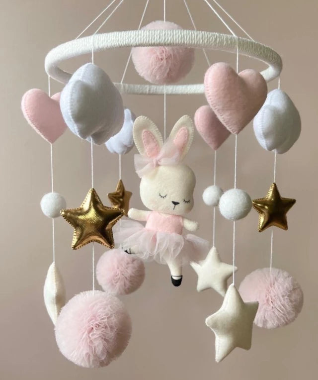 Bunny Baby Mobile Baby Girl Nursery Decor Ballerina Rabbit