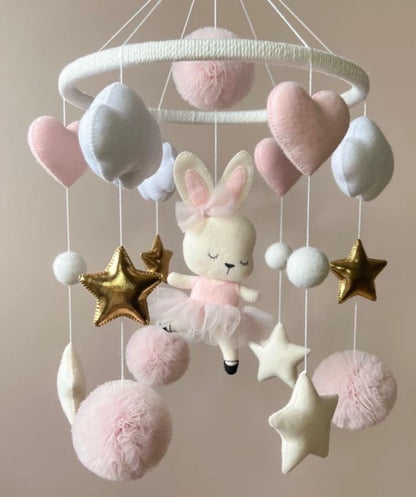 Bunny Baby Mobile Baby Girl Nursery Decor Ballerina Rabbit