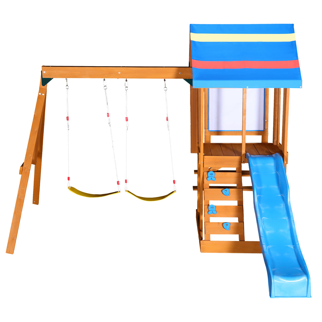 Blue Wooden Outdoor Swing Set 3 in 1 Children&