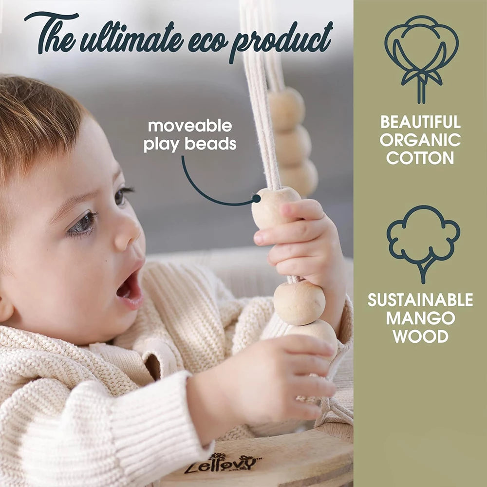 Baby Swing Chair with Cushion & Portable Canvas Backpack | Boho Baby Swing Outdoor Indoor Infants & Toddler | Hanging Rope Baby Gift Swing