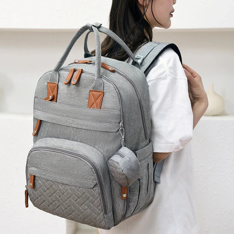 3-in-1 Unisex Nappy Bag Backpack with Foldable Changing Pad