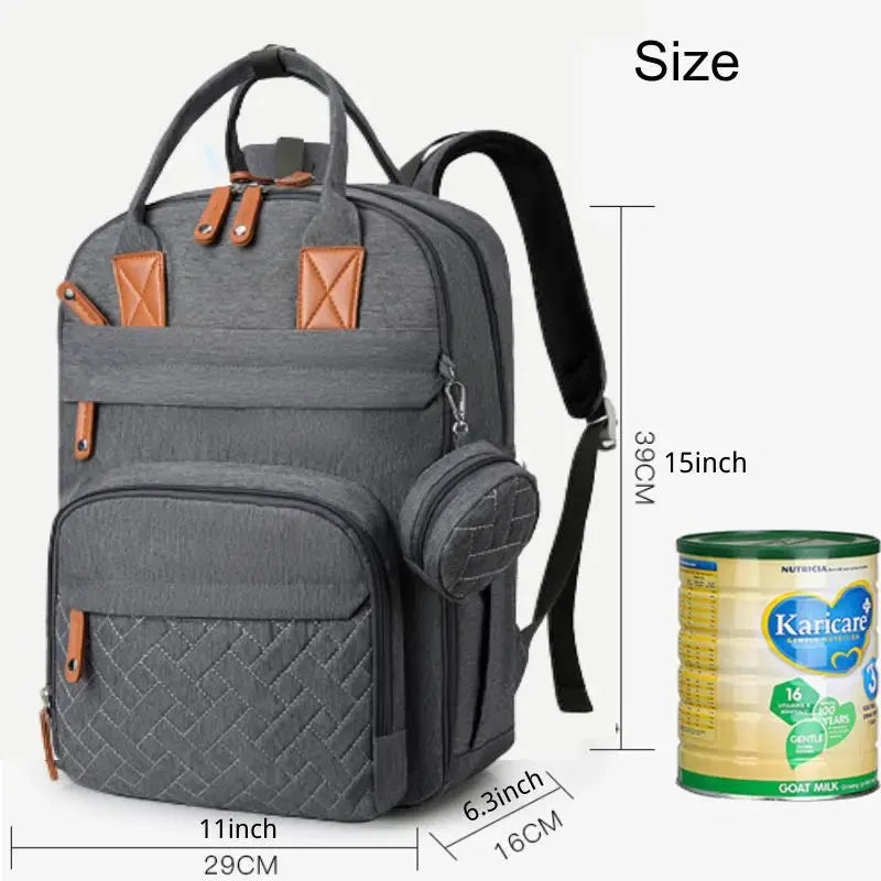 3-in-1 Unisex Nappy Bag Backpack with Foldable Changing Pad
