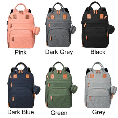 3-in-1 Unisex Nappy Bag Backpack with Foldable Changing Pad