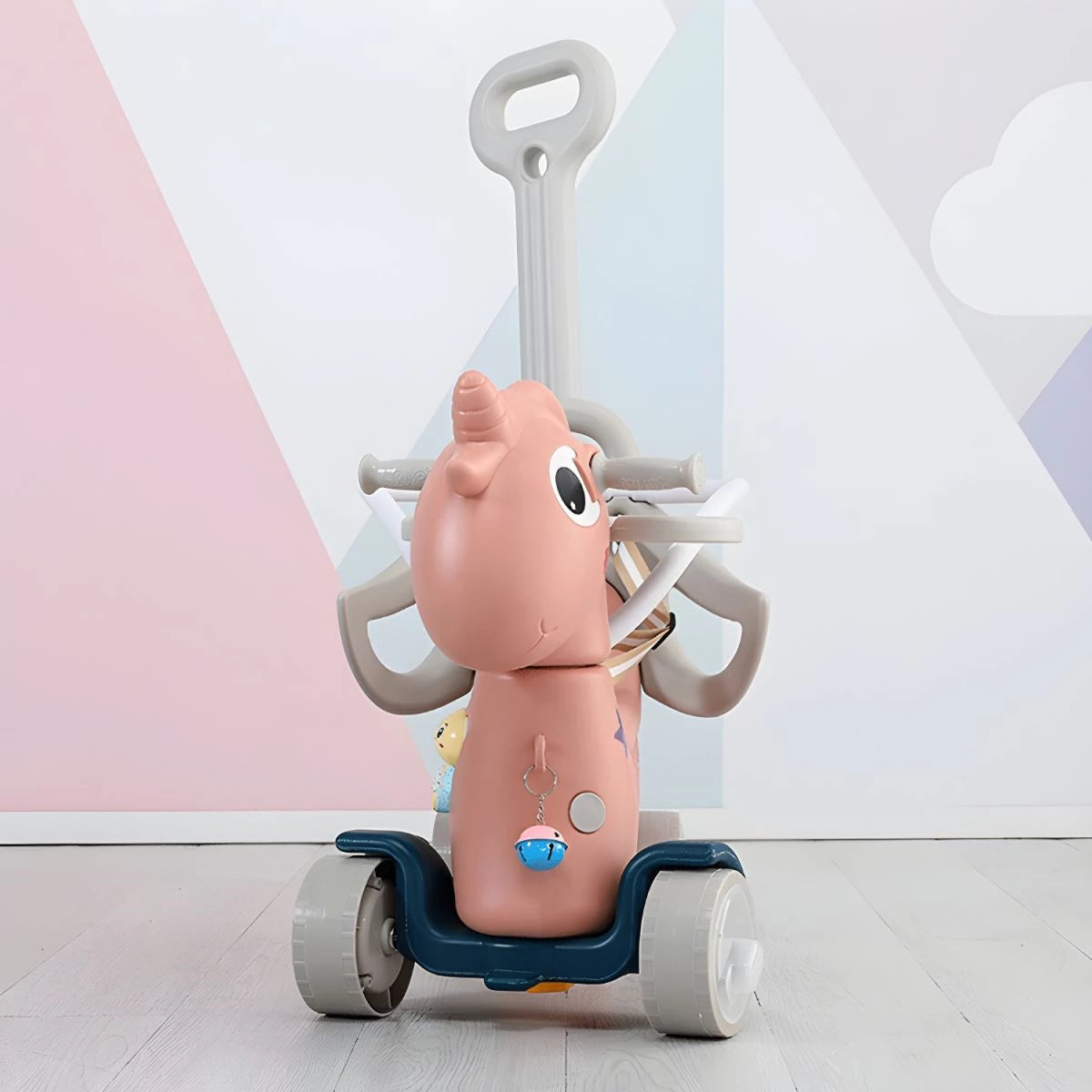 Rocking Horse for Toddlers 1-3 Years,4 in 1 Design, Kids Ride on Toy Balance Bike Push Cart with Detachable Balance Board,Fun Birthday Gifts