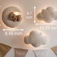 Teddy Bear Nursery Night Light Bouclé Moon, Stars, Clouds
