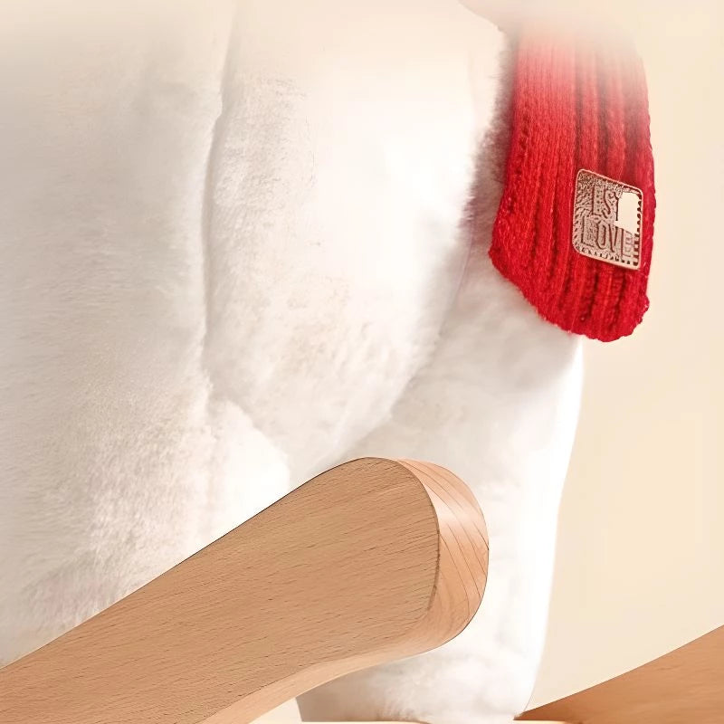 Baby Rocking Horse Wooden, Plush Stuffed Rocking Animals , Kid Ride on Toys for 1-3 Years Old, Rabbit Rocking Horse for Girl&Boy, Toddler/Infant Rocker for Nursery, Kid Riding Toys