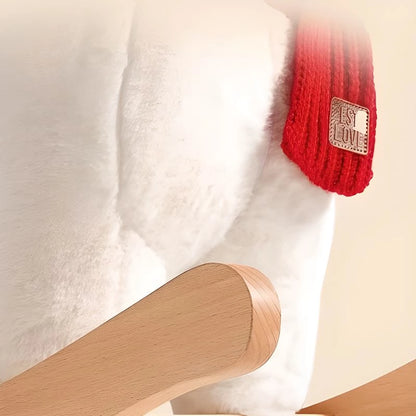 Baby Rocking Horse Wooden, Plush Stuffed Rocking Animals , Kid Ride on Toys for 1-3 Years Old, Rabbit Rocking Horse for Girl&Boy, Toddler/Infant Rocker for Nursery, Kid Riding Toys