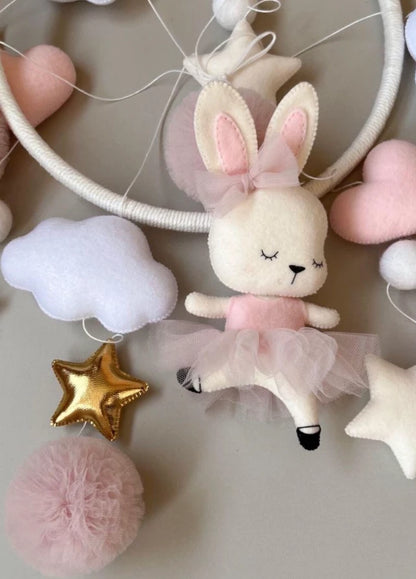 Bunny Baby Mobile Baby Girl Nursery Decor Ballerina Rabbit