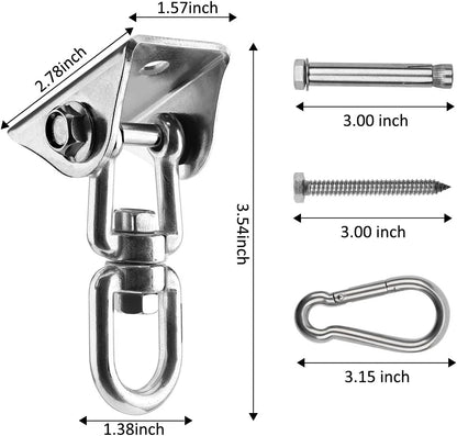 Hammock Hanging Kit, 1000 lb Capacity Heavy Duty 360° Rotate Swing Ultra Durable Hooks for Swing, Chair, Multiple Indoor Outdoor Gym