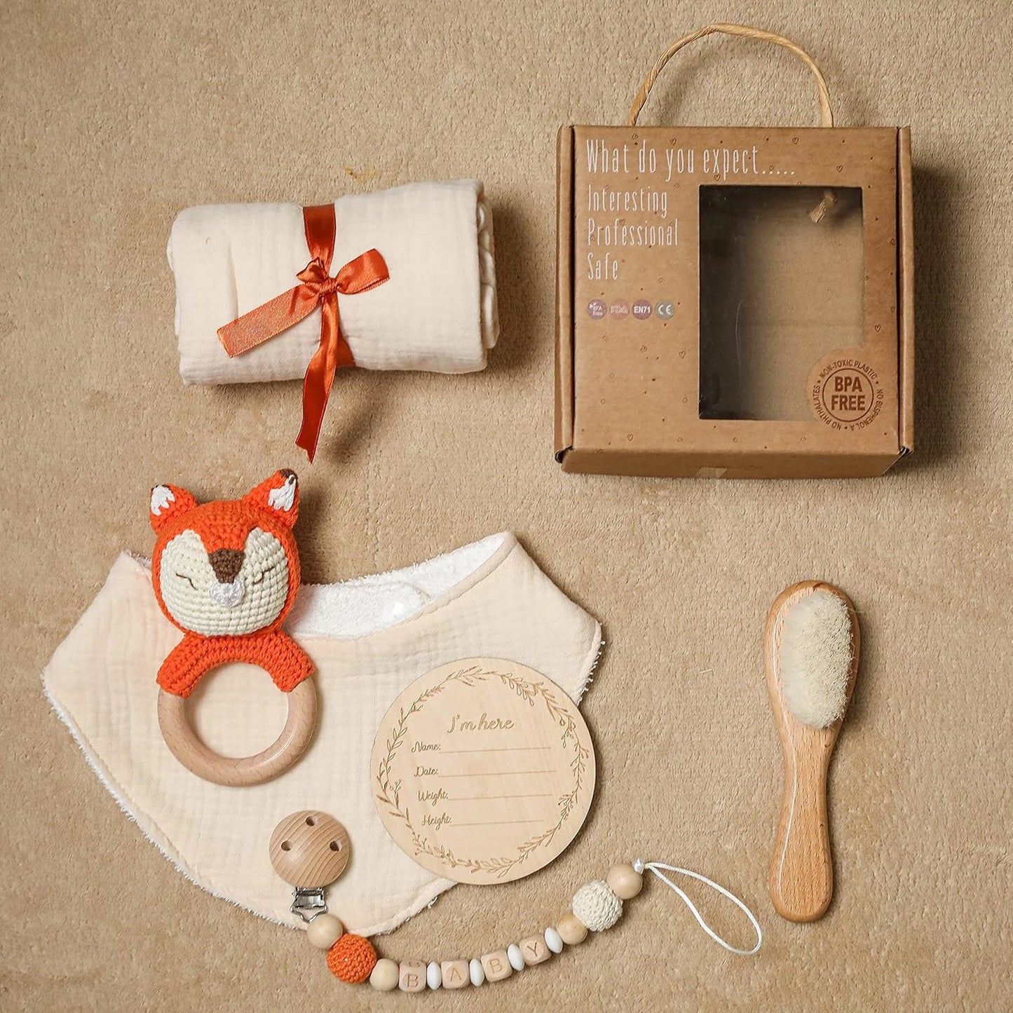 Baby Gift Set for Newborn New Baby Gift Set - 6 PCS Newborn Baby Essentials Baby Bath Set with Baby Blanket Baby Rattle