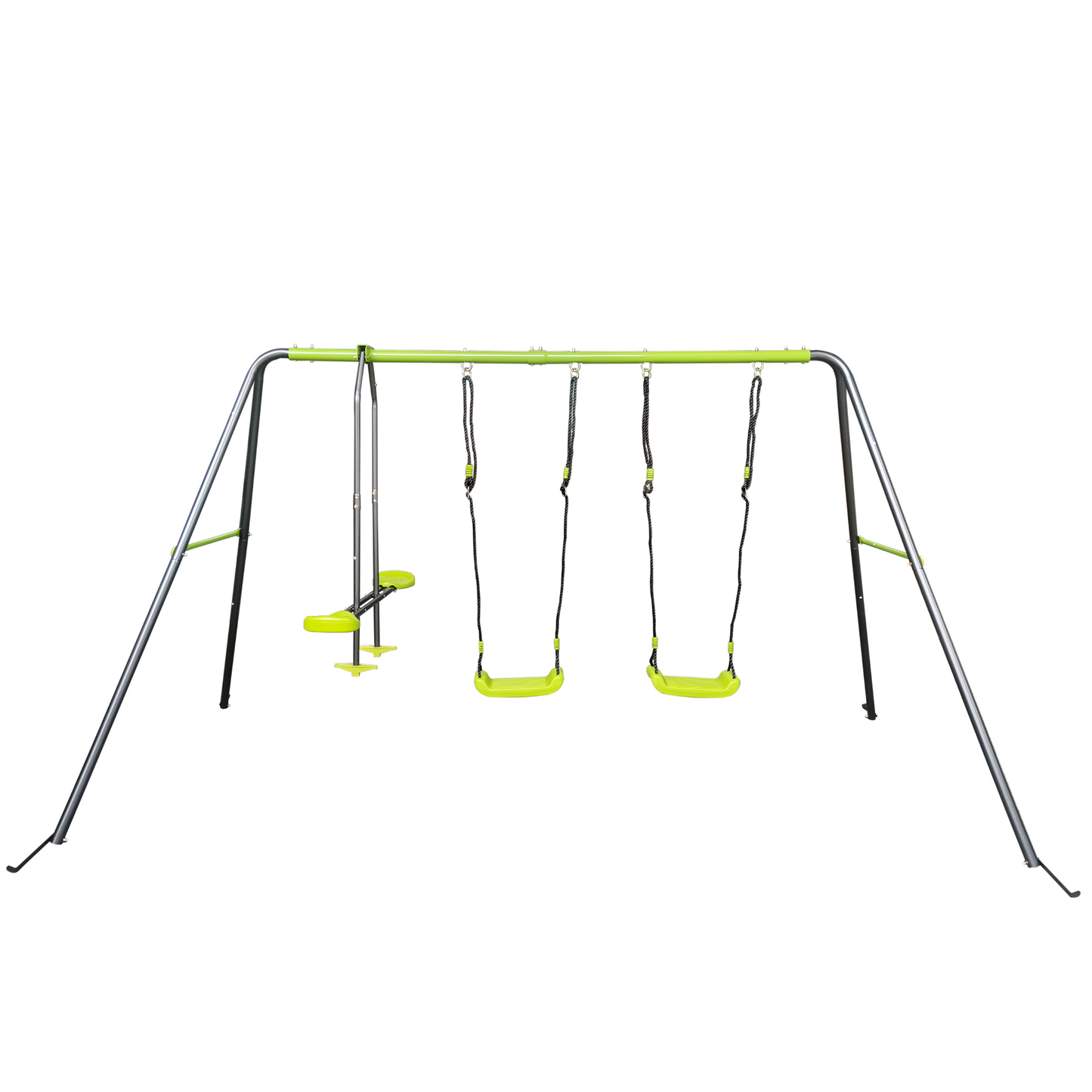 Swing Set with Safe Plastic Swings for Outdoor Playground, Ages 3+, 440lbs Capacity