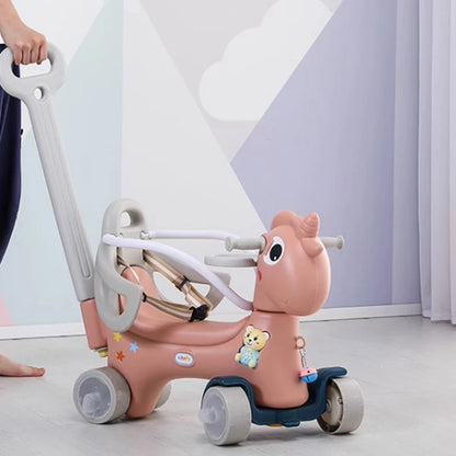 Rocking Horse for Toddlers 1-3 Years,4 in 1 Design, Kids Ride on Toy Balance Bike Push Cart with Detachable Balance Board,Fun Birthday Gifts