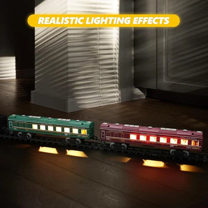 Train Set with Lights & Sounds - Interactive Locomotive Toy for Kids Battery-Powered Electric Steam