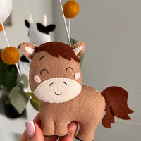 Farm animal baby crib mobile, baby mobile with farm animals goose cow horse chicken, neutral baby mobile, woodland nursery decor