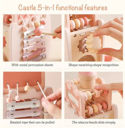 Montessori Wooden Castle Pink House Blocks