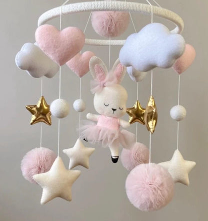 Bunny Baby Mobile Baby Girl Nursery Decor Ballerina Rabbit