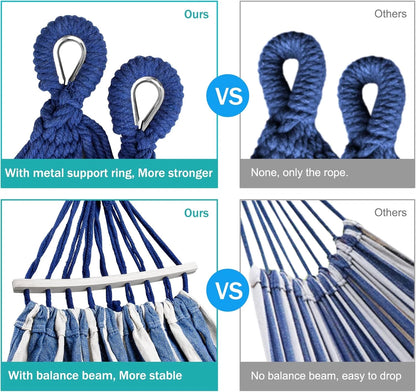 Hammocks Portable Camping Hammock Upgraded 550lb Comfortable Fabric Hammock with Two Anti Roll Balance Beam