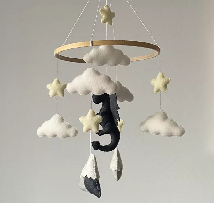 Dragon mobile Baby mobileCloud mobile nursery Felt Baby mobile Girl/ star mobile baby boy Crib mobile woodland mobile fairy mobile