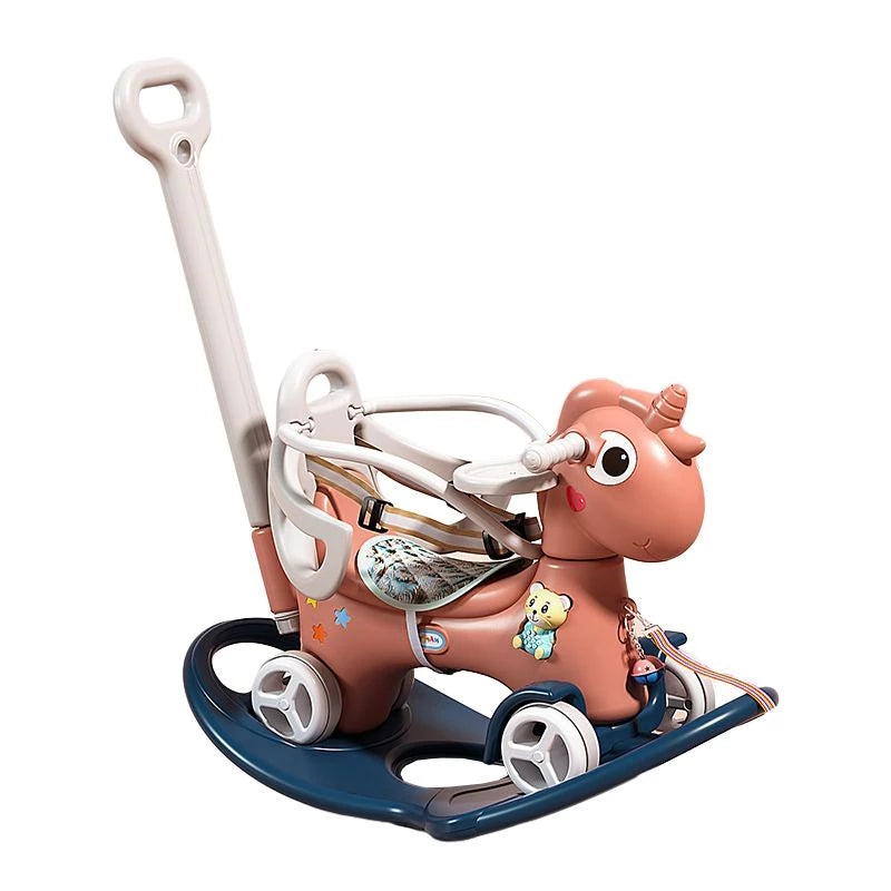 Rocking Horse for Toddlers 1-3 Years,4 in 1 Design, Kids Ride on Toy Balance Bike Push Cart with Detachable Balance Board,Fun Birthday Gifts