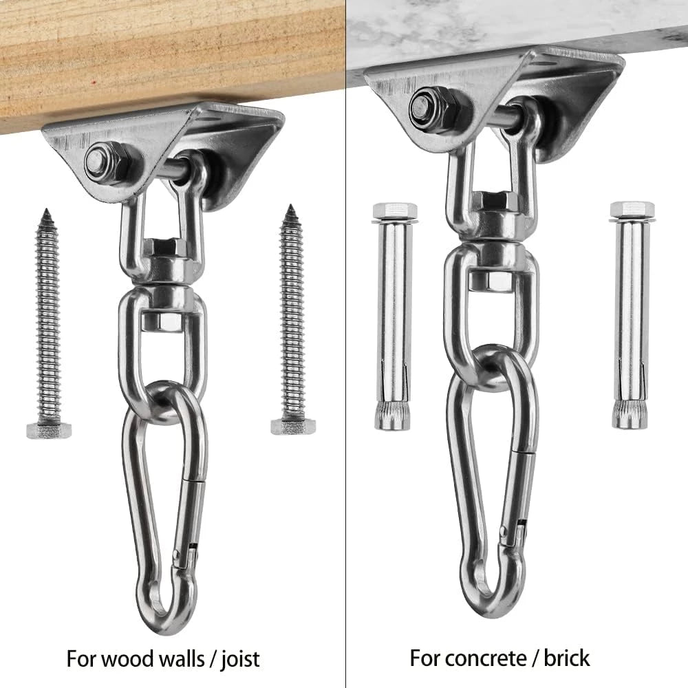 Hammock Hanging Kit, 1000 lb Capacity Heavy Duty 360° Rotate Swing Ultra Durable Hooks for Swing, Chair, Multiple Indoor Outdoor Gym