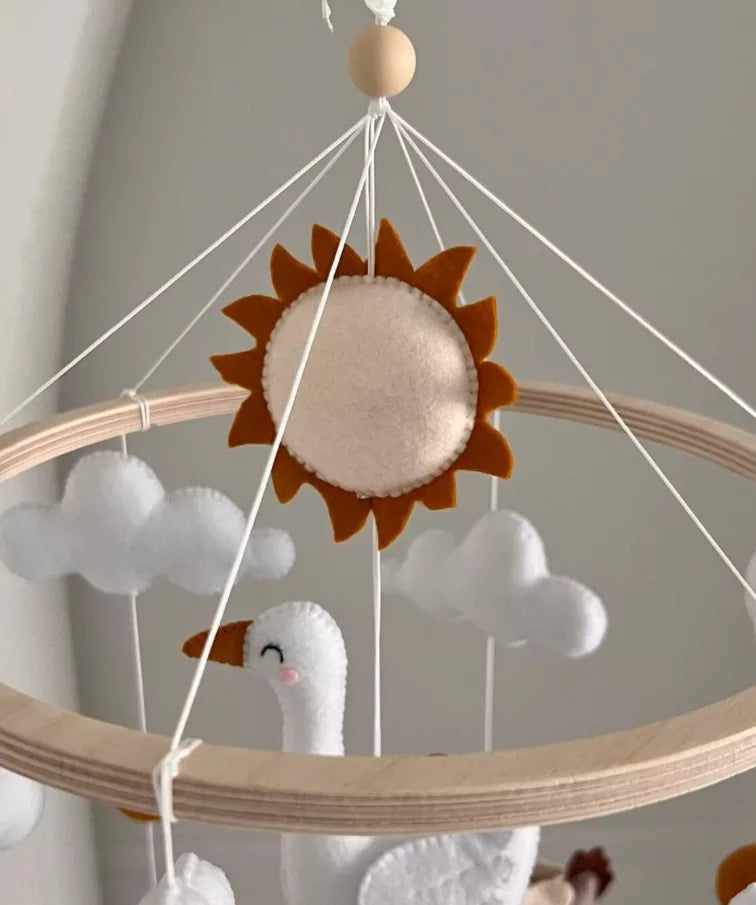 Farm animal baby crib mobile, baby mobile with farm animals goose cow horse chicken, neutral baby mobile, woodland nursery decor