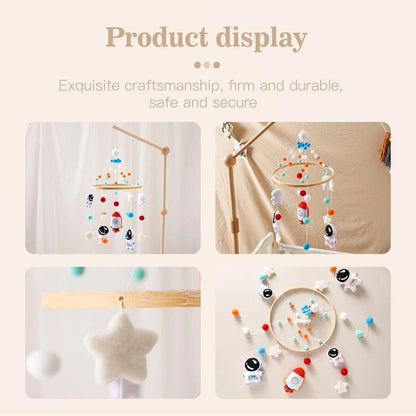 Wooden Astronaut Baby Rattle Toy - Mobile for 0-12 Months Baby