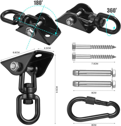 Hammock Hanging Kit, 1000 lb Capacity Heavy Duty 360° Rotate Swing Hangers Suspension Hooks for Swing, Chair, Yoga, Multiple Indoor Outdoor Gym