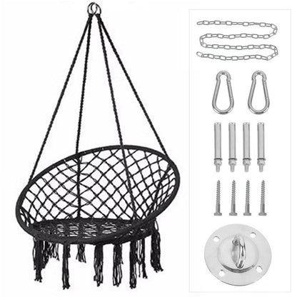 Hammock Hanging Swinging Chair,Hanging Cotton Rope Swing Chairs with Cushion and Hardware Kits, Hanging Chairs for Indoor Balcony and Outdoor Use,Perfect for Kids, Adults, (330 Lbs)