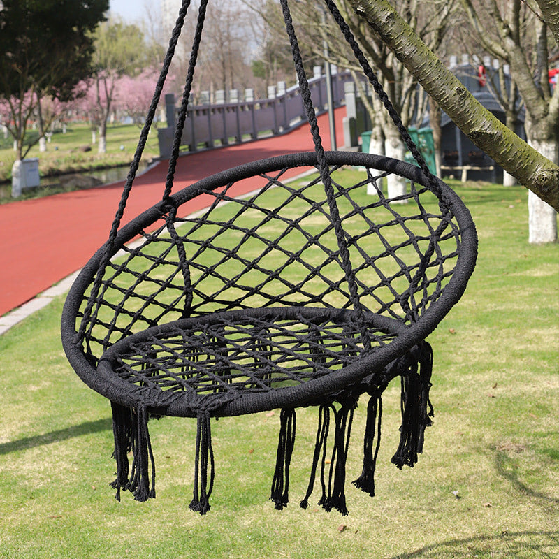 Hammock Hanging Swinging Chair,Hanging Cotton Rope Swing Chairs with Cushion and Hardware Kits, Hanging Chairs for Indoor Balcony and Outdoor Use,Perfect for Kids, Adults, (330 Lbs)