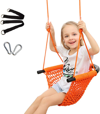 Baby Swinging Hammock Hanging  Chair,Hanging Cotton Rope Swing Chairs with Hardware Kits, Hanging Chairs for Indoor Balcony and Outdoor Use,Perfect for Kids, Adults, (330 Lbs)