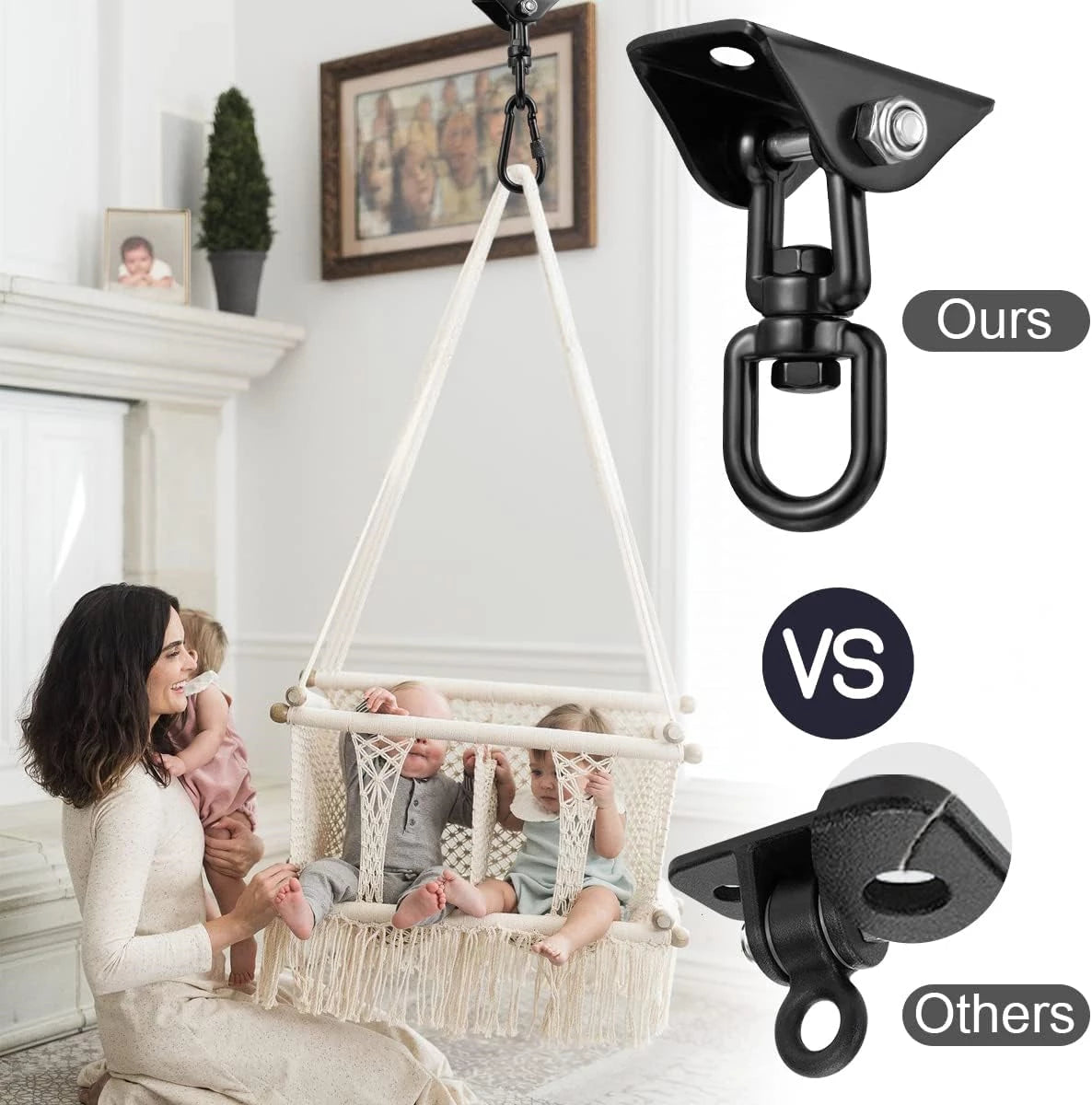 Hammock Hanging Kit, 1000 lb Capacity Heavy Duty 360° Rotate Swing Hangers Suspension Hooks for Swing, Chair, Yoga, Multiple Indoor Outdoor Gym