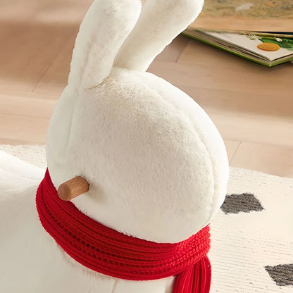 Baby Rocking Horse Wooden, Plush Stuffed Rocking Animals , Kid Ride on Toys for 1-3 Years Old, Rabbit Rocking Horse for Girl&Boy, Toddler/Infant Rocker for Nursery, Kid Riding Toys