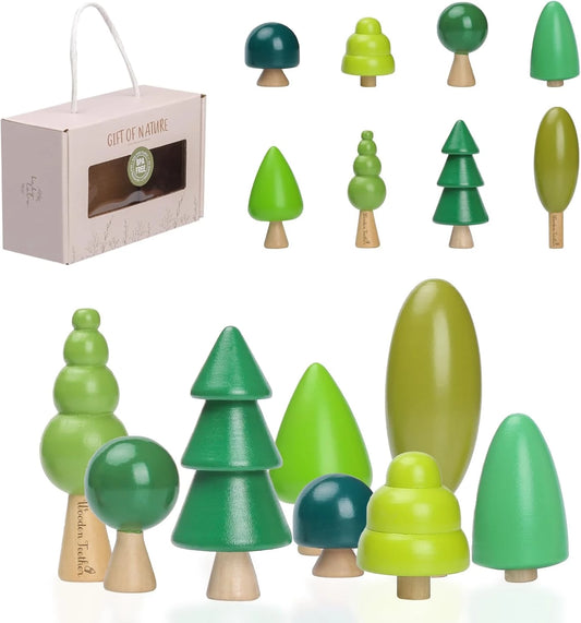 Baby Gift Set Creative Gift Tree Toy Pack of 8 Wood Miniature Tree Set Various Sizes Natural Trees